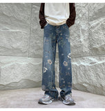 Jeans 2024 Spring Floral Denim Mopping Trousers