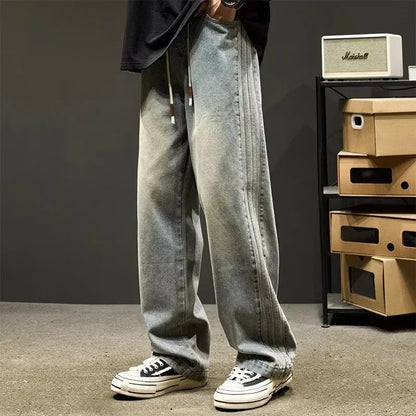 High Street Tie Dye Retro Straight Leg  Men Baggy Jeans