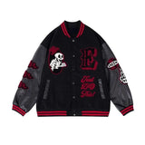 Men Skull Embroidered Baseball Jacket High Street Fashion Coat