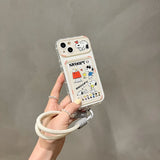 Cute Cartoon Peanut Snoopy Card Holder Pocket Phone Case For iPhone