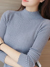 Autumn Women Mock Neck Ruffles Sweater Long Sleeve Knitted