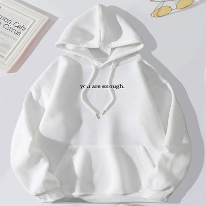 Langärmeliger Buchstaben-Hoodie, einfarbiger Kapuzenpullover für Damen