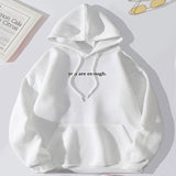 Long sleeved letter hoodie solid color hoodie female