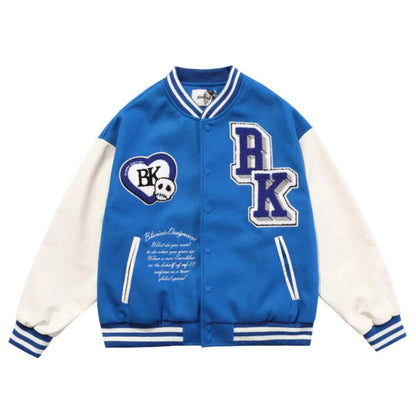 American Street Retro Print Baseball Jacket Men