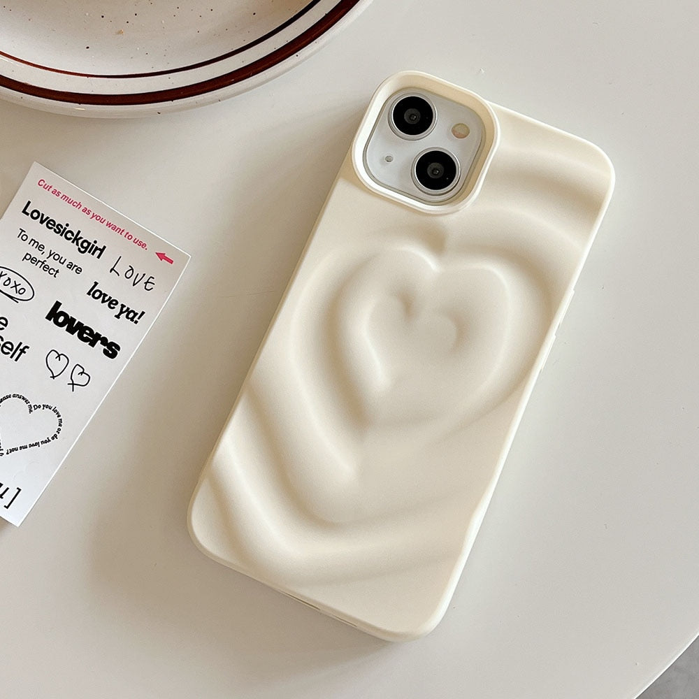 Luxury Electroplate Silver Heart Water Ripple Phone Case for iPhone Soft Silicone