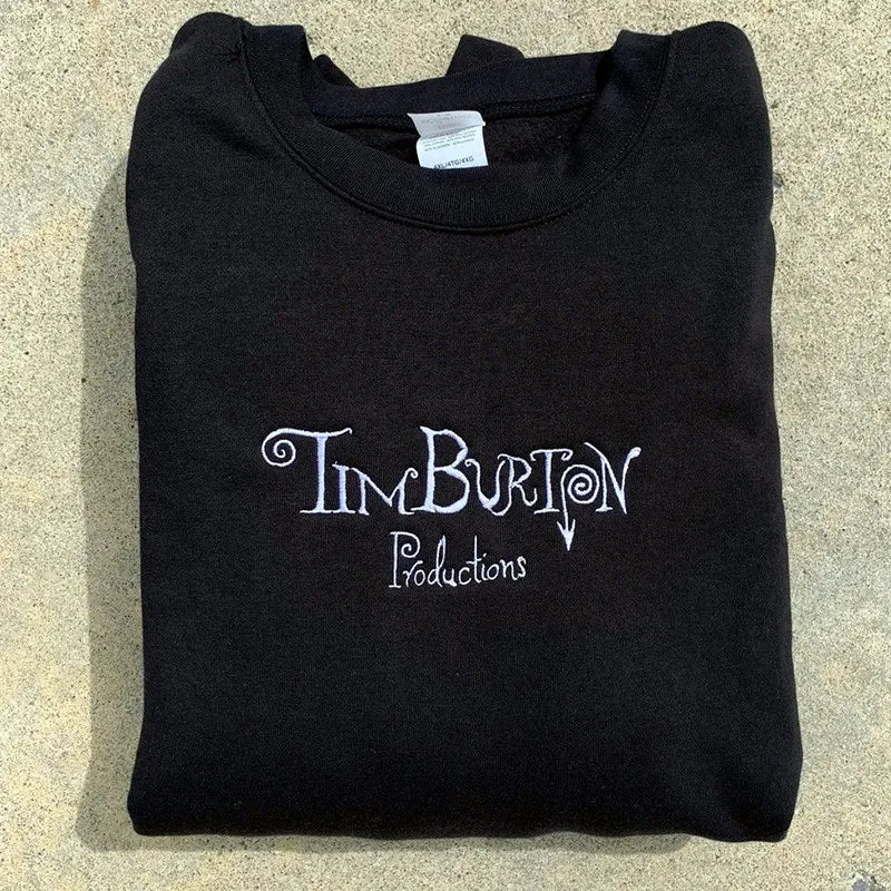 Tim Burton Embroidered Vintage Sweatshirt Women Cotton Pullover