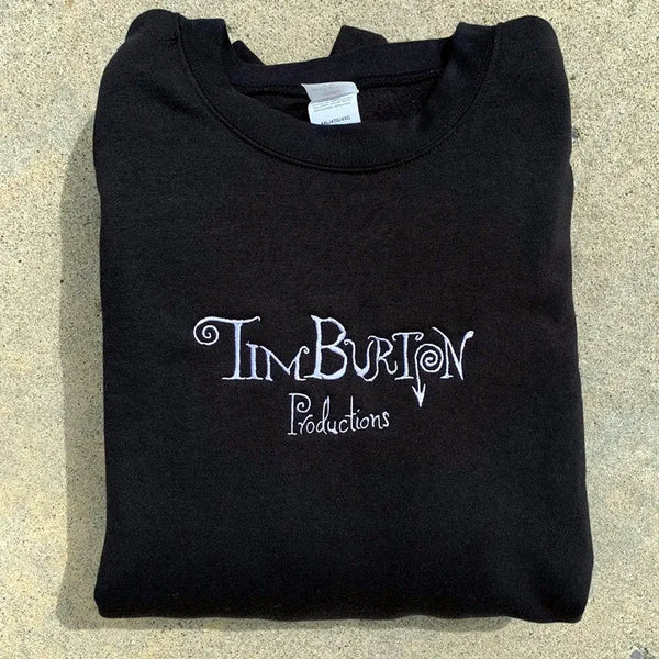 Tim Burton Embroidered Vintage Sweatshirt Women Cotton Pullover