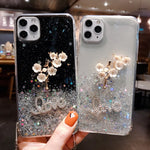 Flowers with Crystal Lanyard Phone Case for IPhone