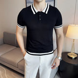 Stylish and Breathable Striped Casual Polo Shirt