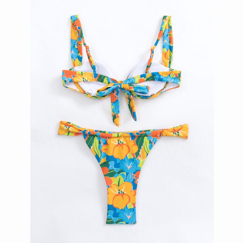 Bikinis with Underwire Sexy String Thong Swimsuit Womens Swimwear Floral