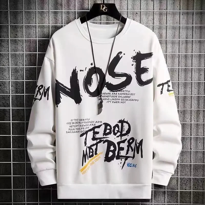Men's Vintage Y2K Printed Round Neck Pullover Sweatshirt Fashion Trend