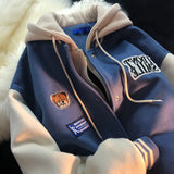 New Winter Women's Embroidery Oversized Hoodies Baseball Thick Coat Jackets Outwear