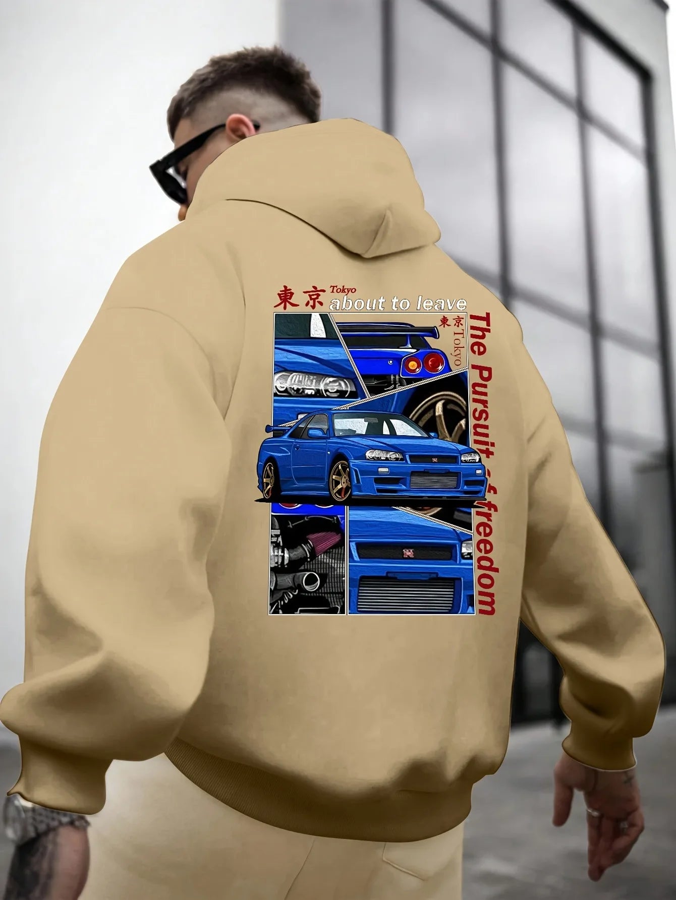 2024 Fleece Car Print Pullover Hoodie