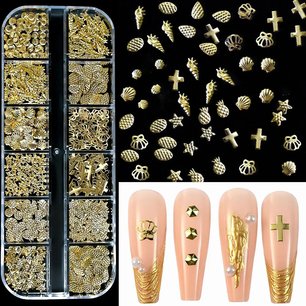 Gold Metallic Nail Art Decorations
