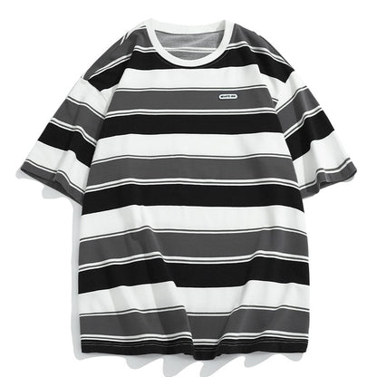 Main Striped Couples T-shirts For Men Loose Contrast