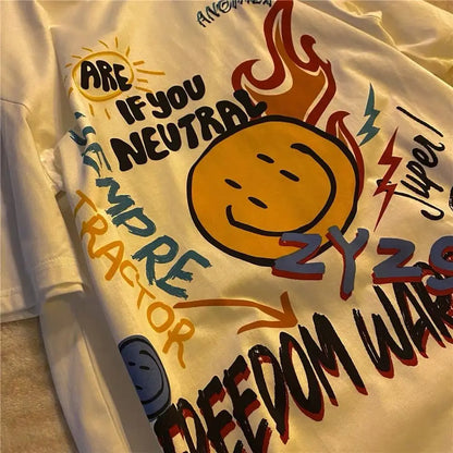 Harajuku Cartoon Alien Print Y2k Casual Gothic T Shirt