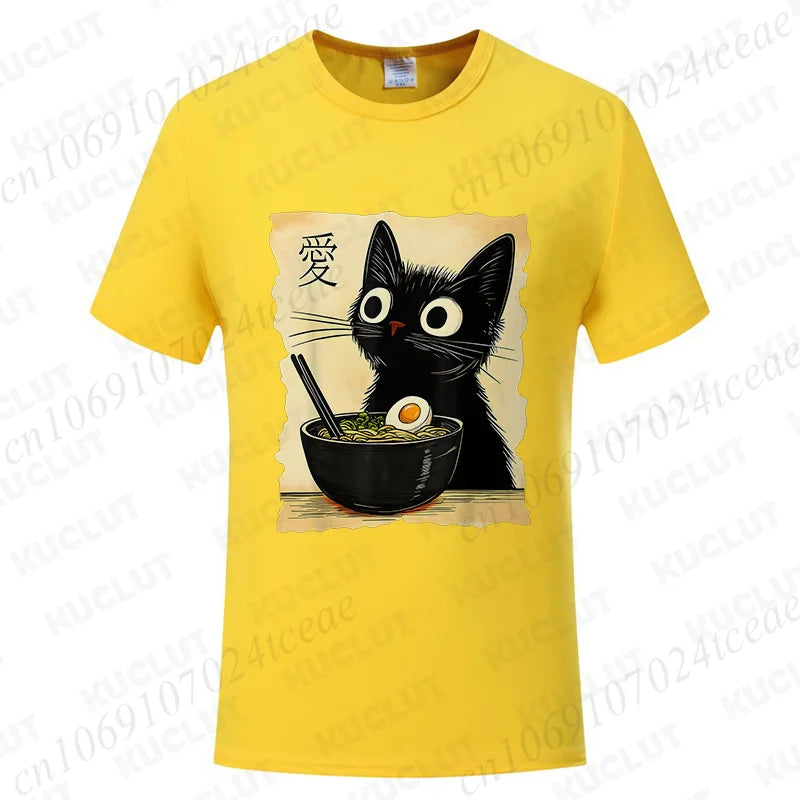 Kawaii Cat Ramen Japanese Anime T-Shirt