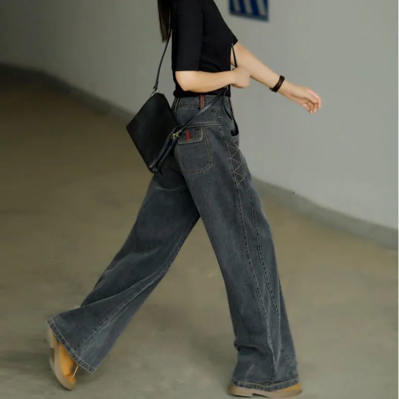 Jeans Woman High Waisted Trousers Flared Pant Korean Fashion