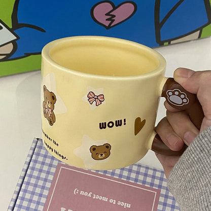 Kawaii Ins Ceramic Mugs Cute Brown Bear Afternoon Tea Cup Fashion Cartoon Animals