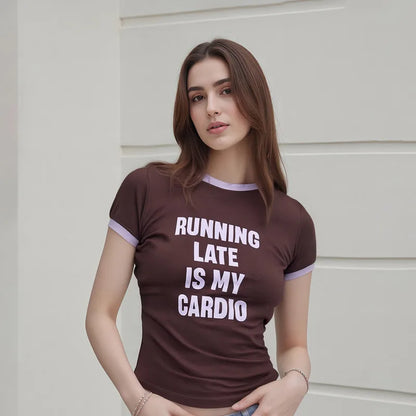 Y2K Letter Print Crop Top Women’s Slim Fit Summer Streetwear T-Shirt