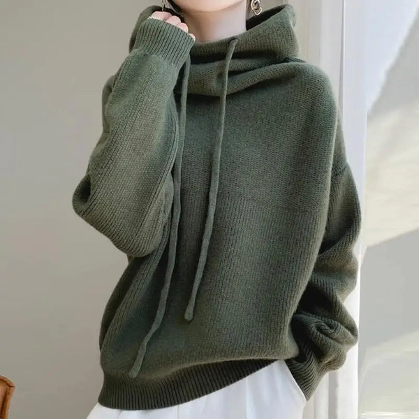 Womens Knit Hoodie Sweater Thickened Warm Oversized Jumper Elegant