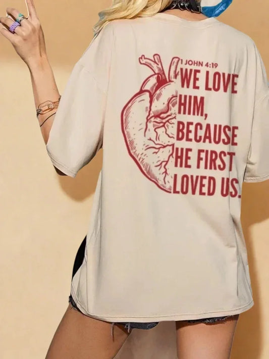 Women's Jesus Tee Shirt Christian Faith Back Print Streetwear Top