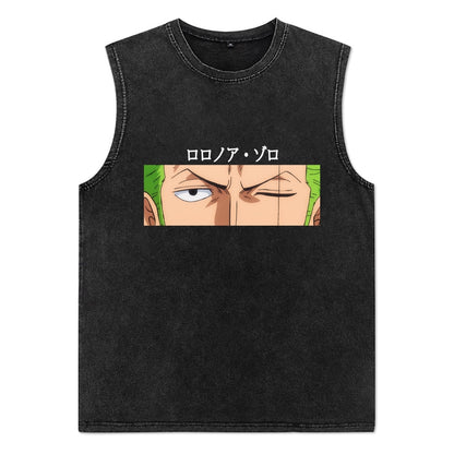 Vintage Men T-Shirts Anime Print T Shirts Cotton Casual Sleeveless Tees Vest - xinnzy