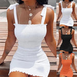 White Off-shoulder Strap Short Mini Dress Summery And Chic