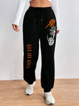 Skeleton Hand Graphic Sweatpants Women Casual