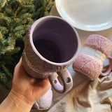 Tassen mit Henkel, bunte Keramiktasse aus Wolle