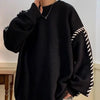 Mens Crew Neck Sweater Oversized Solid Color Knit Pullover Fall Winter