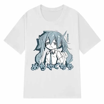 Japanese Y2K Anime Women T-shirt Cotton Loose Streetwear Casual Short-sleeved