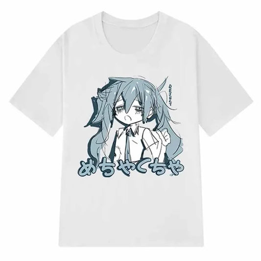 Japanese Y2K Anime Women T-shirt Cotton Loose Streetwear Casual Short-sleeved