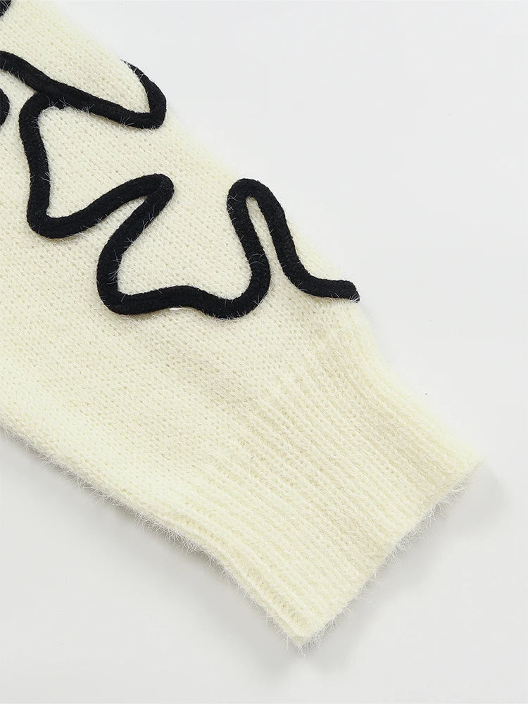 Women's Flower Print Color Block round Neck Casual Sweater Long Sleeve