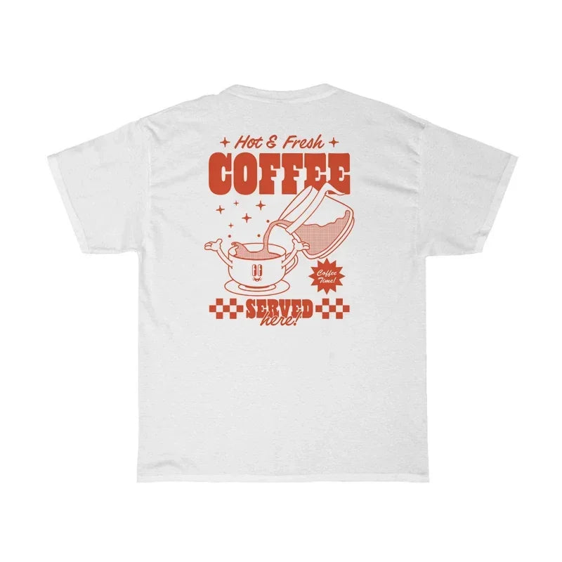 Coffee Lover Cartoon Women’s Cute Retro Graphic T-Shirt