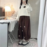 Women Vintage Cute Loose Trousers Girls Harajuku Sweatpants Sweet Flower