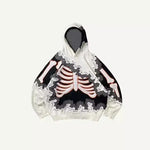 Youth Flame Skeleton Velvet Sweatshirt Y2K Street