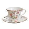 Flowers Ceramic Coffee Mug with Saucer Vintage Afternoon