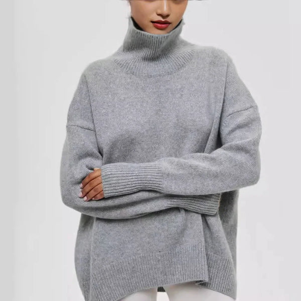 Womens Fleece Turtleneck Sweater Thick Warm Knit Pullover Slim Fit