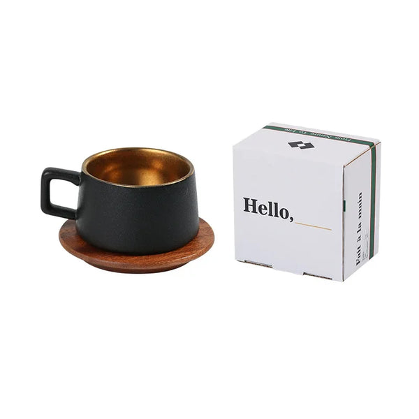 Ceramic Set Gift Box Gift Solid Wood Cup Coffee Mug Drinking Utensils 230ML