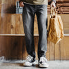 Maden Heavyweight Denim Jeans Washed Gray Straight Tapered Leg Fit