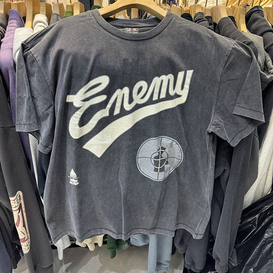 Retro Public Enemy Graphic T-Shirt Men High Street Casual Vintage