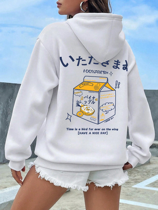 Fresh Pineapple Juice Hoodie Women Harajuku Sweatshirt