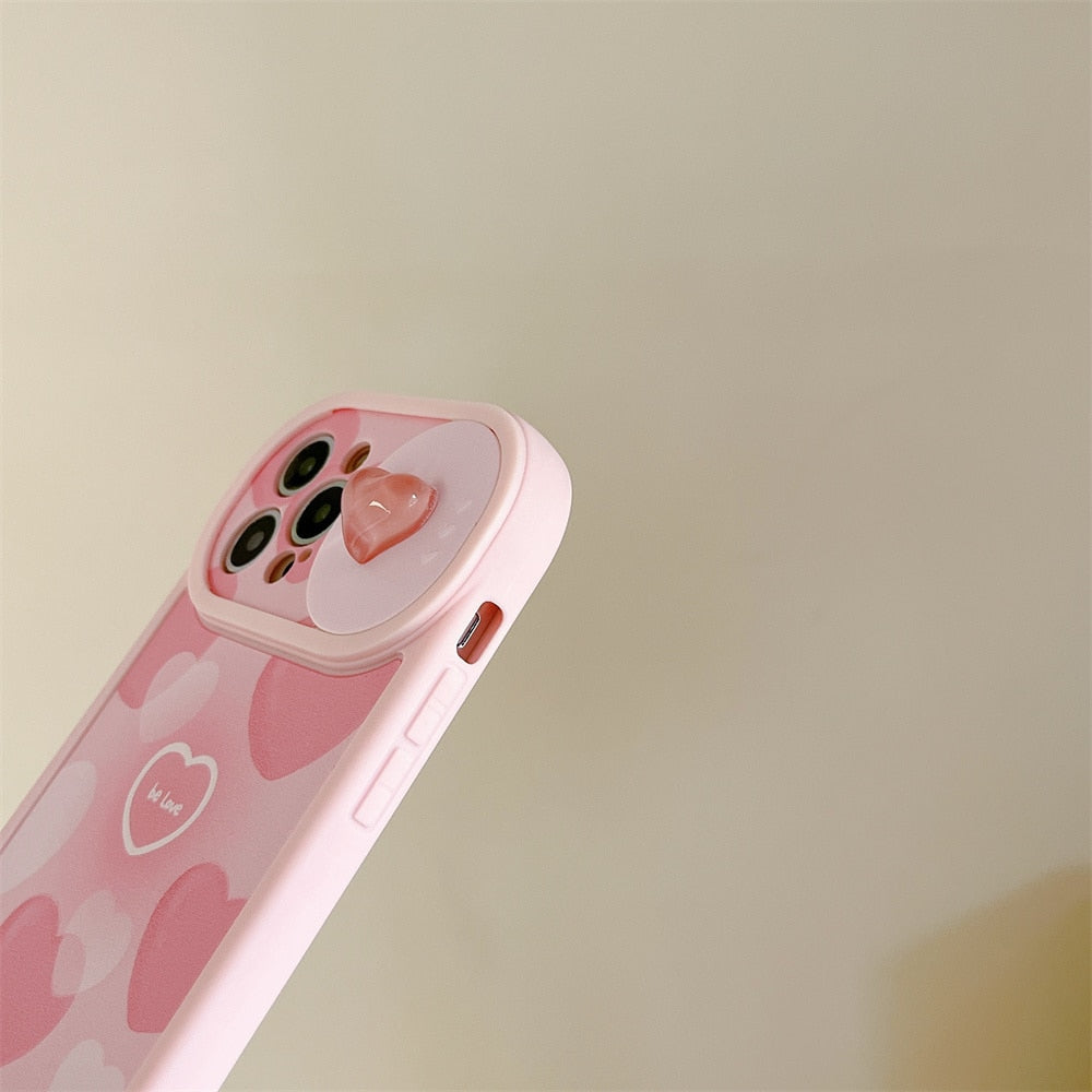 Pink Love Heart Phone Case For iPhone Bumper Silicone Cover