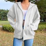 Oversized Fleece Zip-Up Hoodie Winter Outfit Women