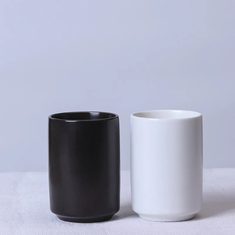 Black And White Ceramic Mug Straight Cup Teacup Without Handle