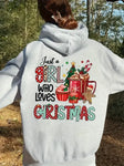 Christmas Graphic Print Kangaroo Pocket Hoodie