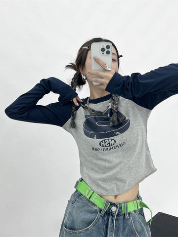 T-shirts Women Streetwear Style Long Sleeve Tees Female Kpop