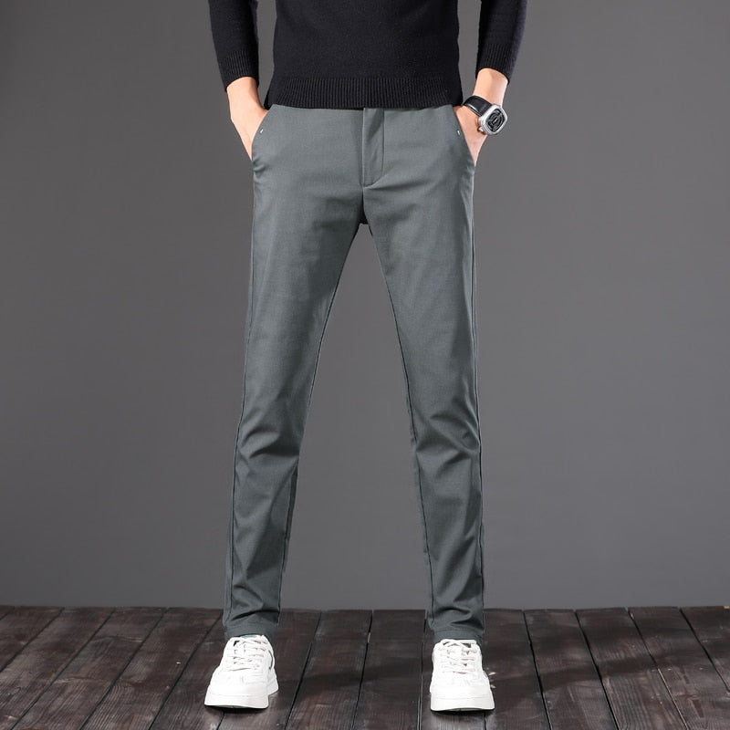 Men Pants Slim Straight Stretch Classic Trousers Spring Autumn Pant High quality - xinnzy