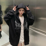 Zipper Hoodies Sweatshirts for Women Full Zip Up Clothes Orint on Coat